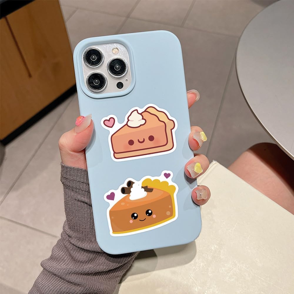Cute Pie Stickers Pack, Cartoon Food Sticker,55 PCS Waterproof Snack Decals for Laptop, Water Bottle, Journaling and Scrapbooking, Vinyl Stickers for Teens and Adults