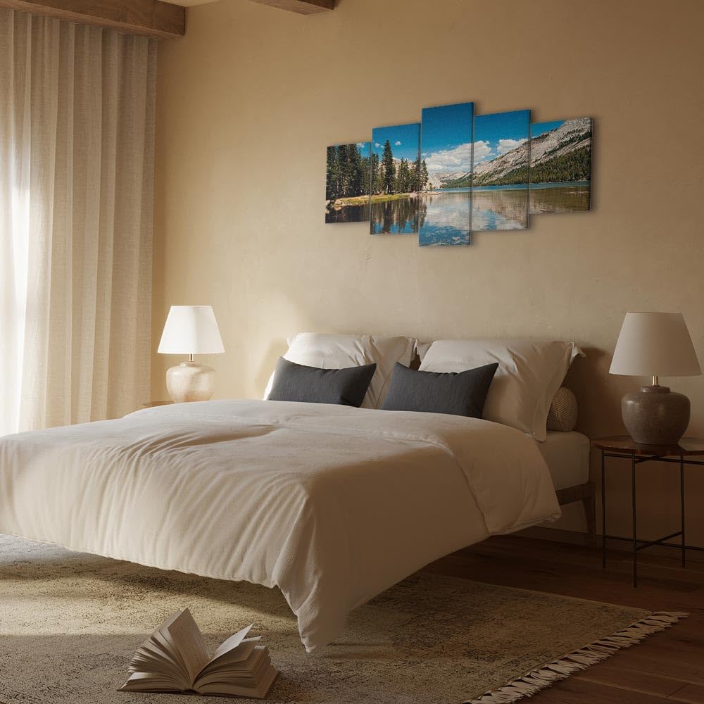 Cuadros B&D XXL - Cuadro en Lienzo Naturaleza Paisaje 200x100 cm 5 piezas - Impresión en material tejido no tejido cuadros decoracion salon modernos lienzos - Montanas Monte 030212-29