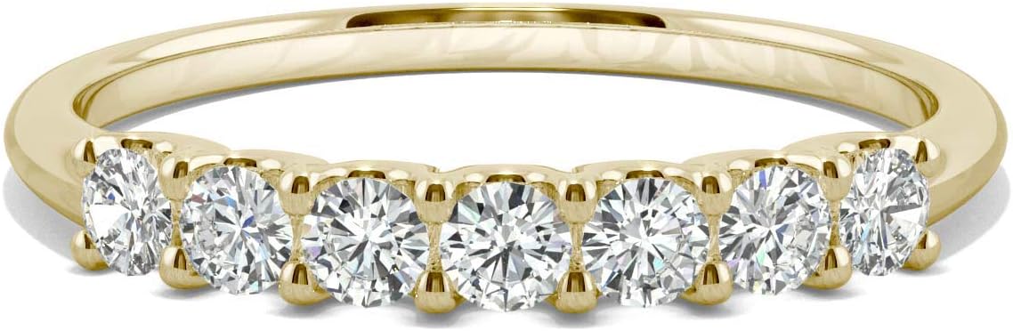 Charles & Colvard 14K Yellow Gold 2.5mm Round Moissanite Anniversary Band, 0.42cttw DEW