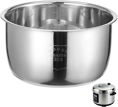 101 Fl Oz 304 Stainless Steel Rice Cooker Replacement Pot, Thickened Bottom Inner Pot, 4.37 in Height Compatible Rice Cooker Inner Pot, Food-Safe Non-Stick,Easy to Clean for Baking Steaming Cooking