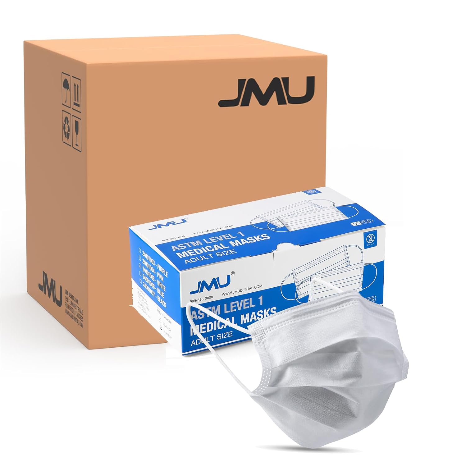 JMU 2000pcs Disposable Face Masks Pink, 3-ply Protection Medical Masks, ASTM Level 1(40 Boxes of 50pcs)