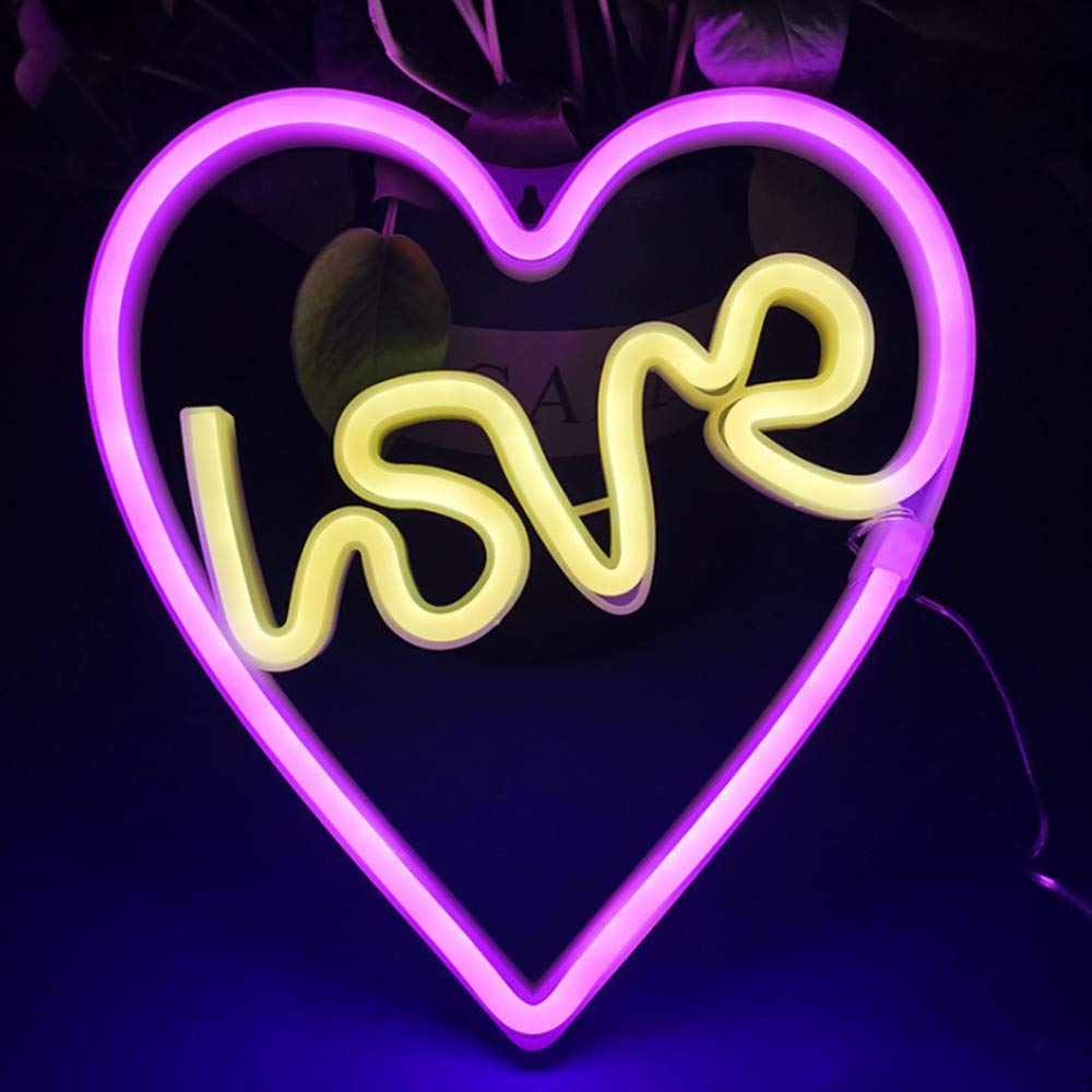 Bipily Girls Love Heart B Love Neon Light Neon Love Signs Neon Light Signs Led Love Signs For Valentine Room Kids Room Neon Wall Sign Usb/Battery Powered Neon Light Up