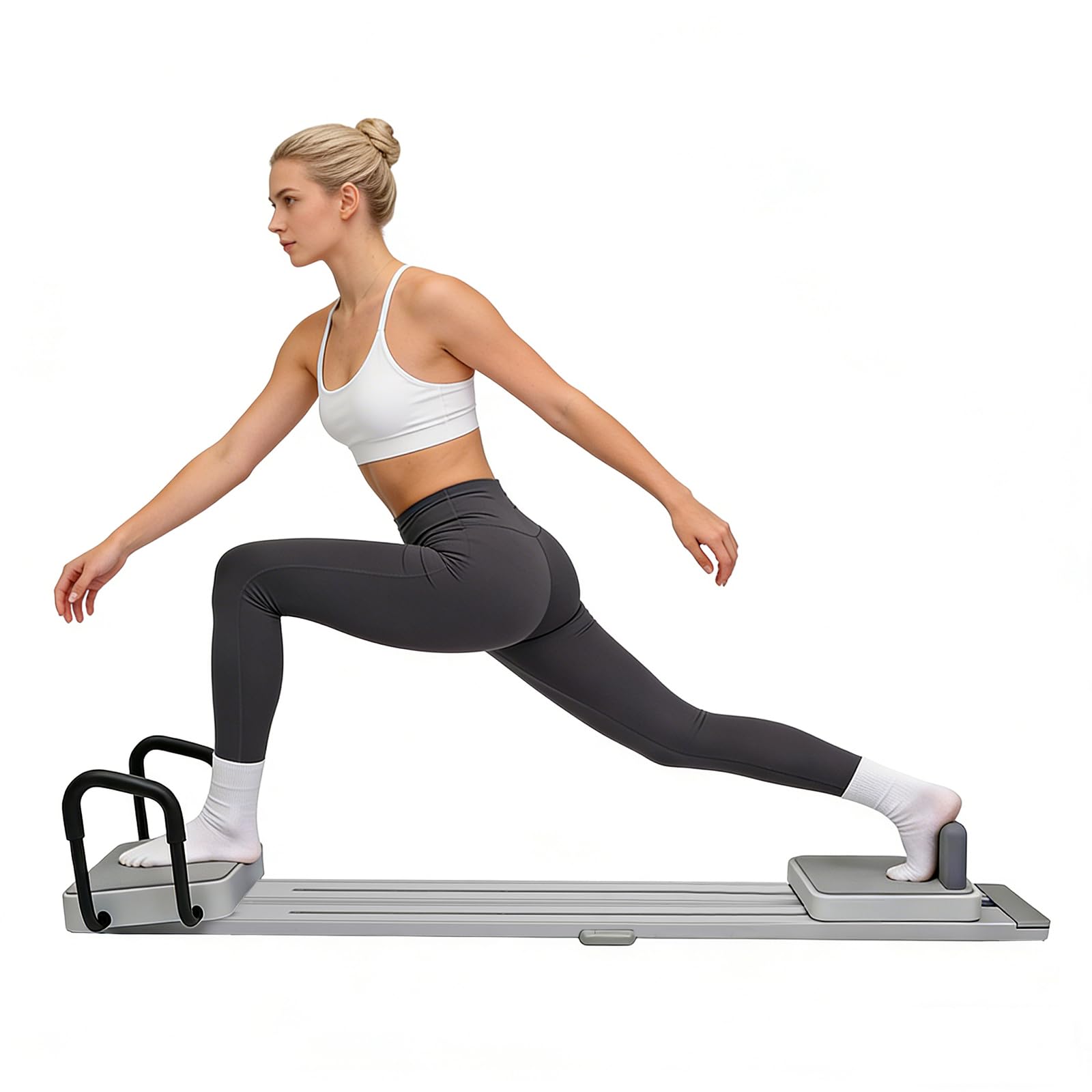 Pilates Brett Faltbarer Bauchtrainer für Zuhause | 360° Split-Design, Bauchmuskeltrainer, Bauchmuskelbrett, Trainingsbrett, Grau