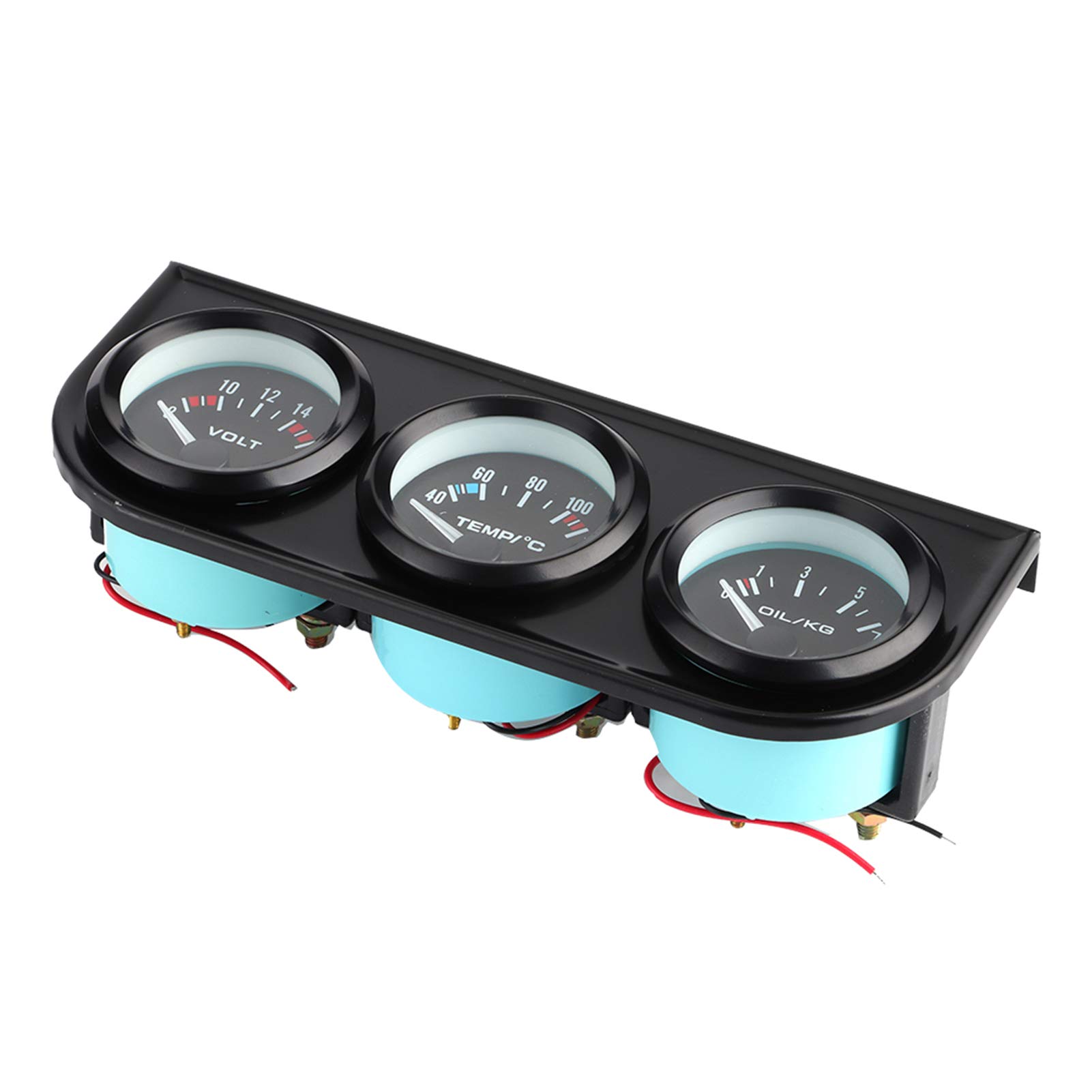Uniwersalny zestaw manometrów samochodowych 3 w 1 12 V, czarny metal, 52 mm, 2 cale, woltomierz, wskaźnik ciśnienia oleju dla entuzjastów motoryzacji