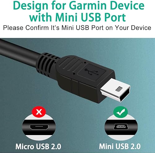 Miniatura 2 de Cable cargador GPS de 10 pies para Garmin Navigator Nuvi 50lm 2555lmt 2595lmt 40lm 1300 255w etc., USB A macho a Mini 5 pines de transferencia de