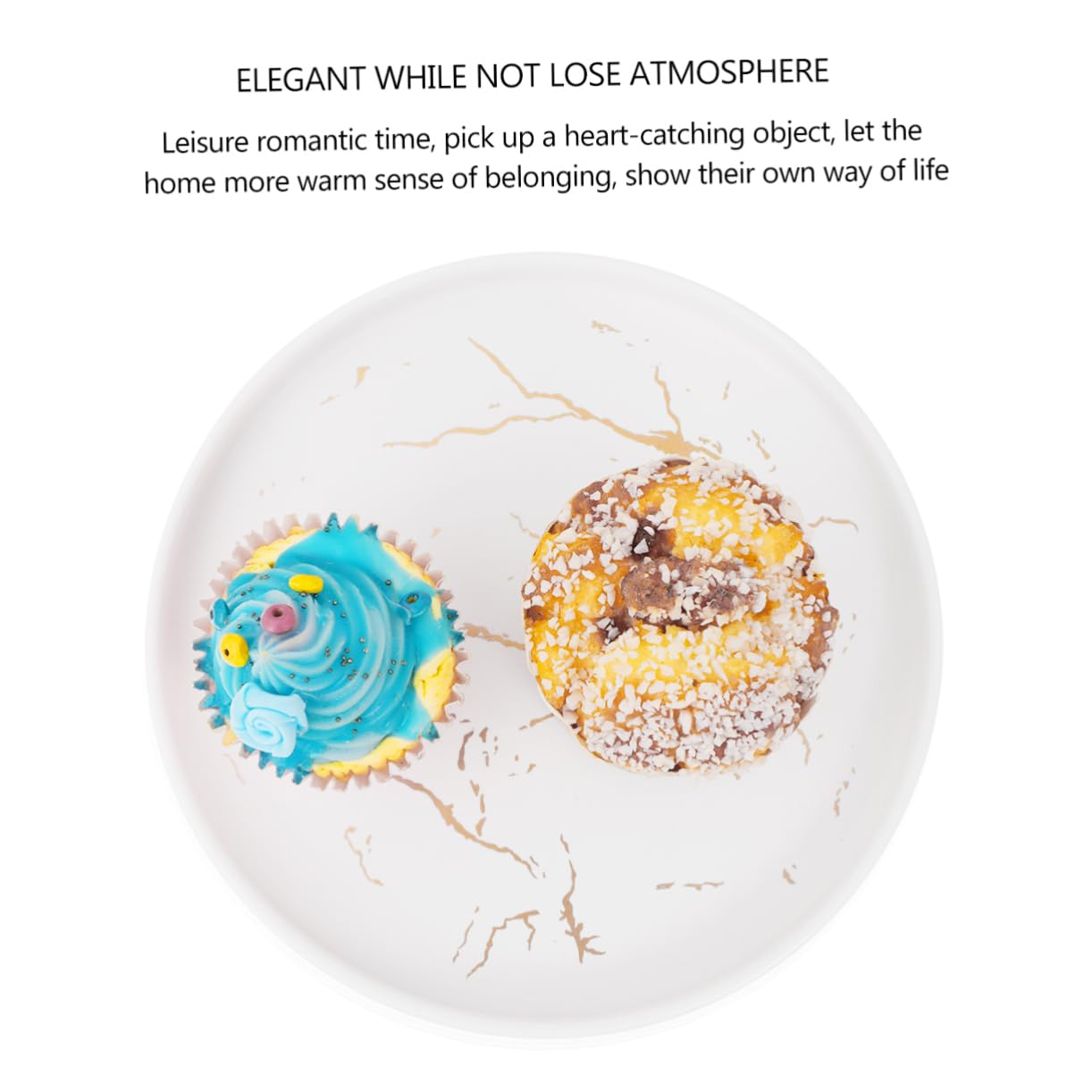 Plateau Rond Élégant En Céramique À Motif De Marbre Pour Bijoux Et Bibelots