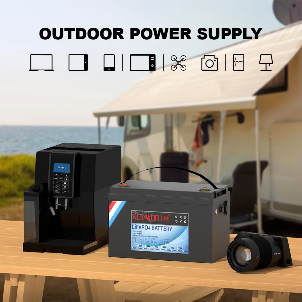FLLYROWER LifePo4 akumulator 12 V 100 Ah, akumulator litowy BMS do silnika trollingowego, paneli słonecznych, urządzeń gospodarstwa domowego, obsługa seryjna i równoległa