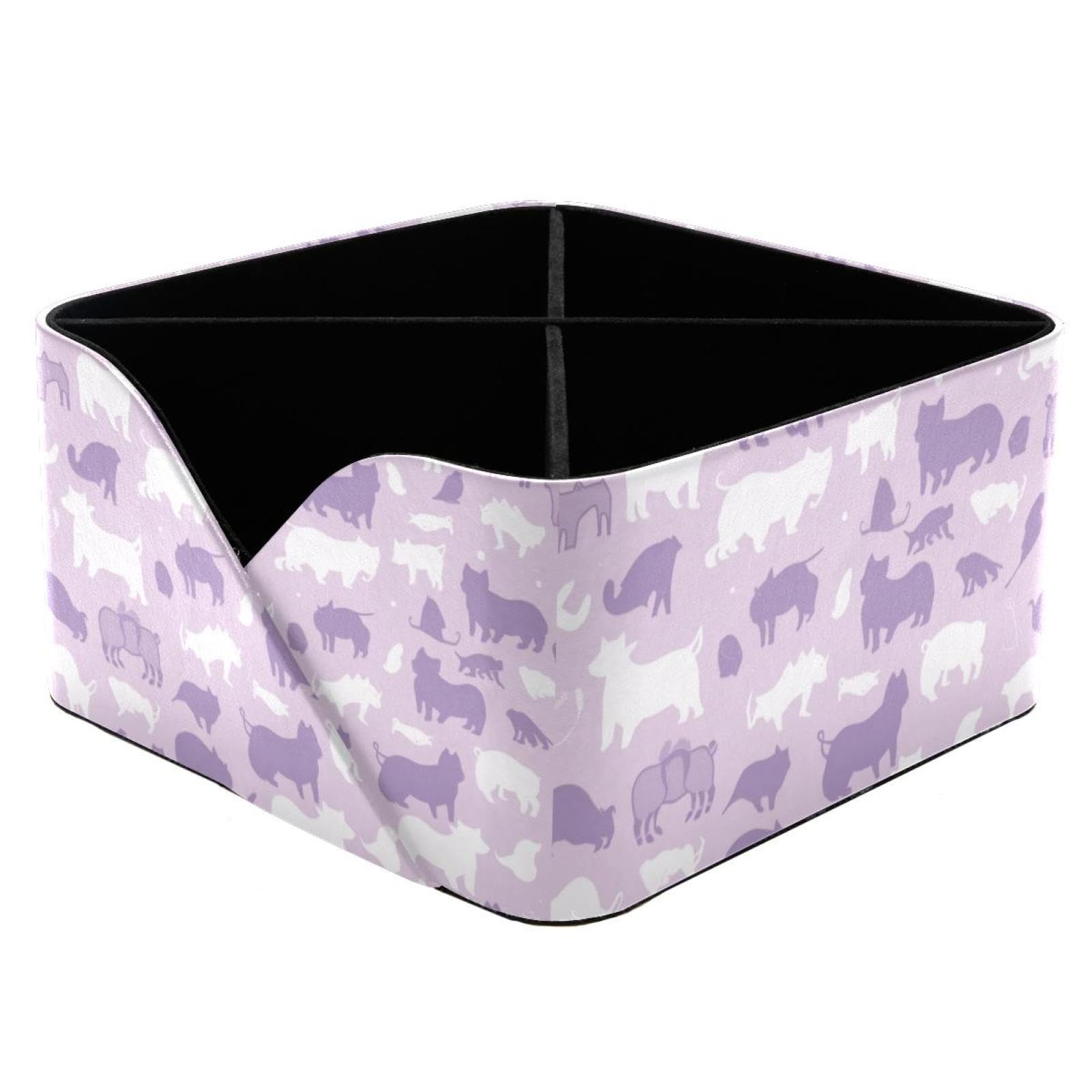 Boîte de rangement violette avec organiseur de table motif animal et panier de rangement
