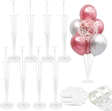 Balloon Stand kit 8 Sets 22 Pcs Balloon Stands for Table Decorations for Party Balloon Centerpieces for Tables Happy Birthday Table Decorations Balloon Holders for Table Tape Strip Glue Point Clips