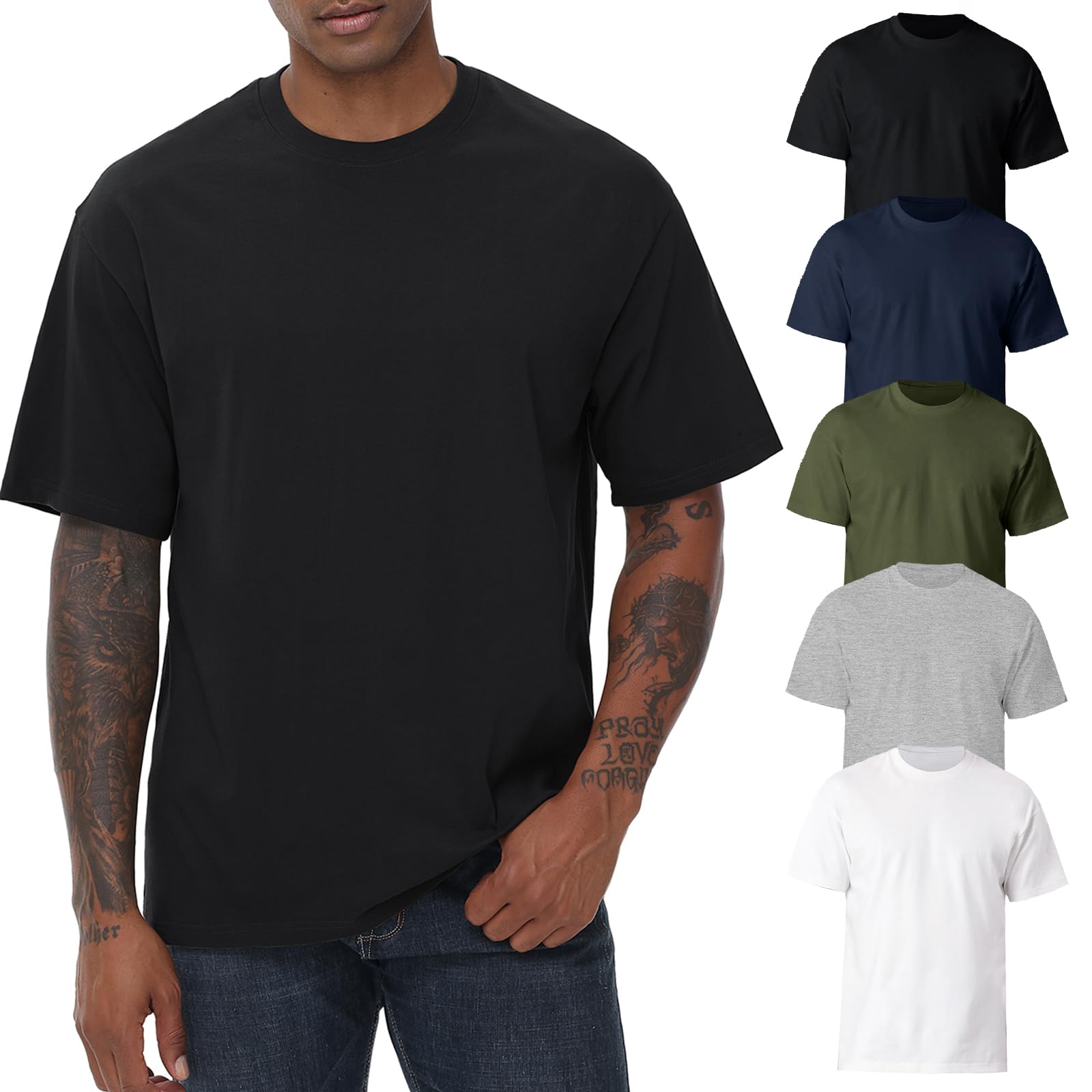 Camisetas para hombre Básica Algodón Camiseta Cuello Redondo Manga Corta Verano Tops con Casual Estilo Camiseta para Hombres