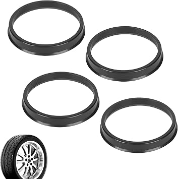 Eophmi 4 Pcs 66.6 to 57.1mm Car Hub Centric Ring,Universal Car Wheel Bore Center Plastic Spacer Ring for Vehicle's Wheel Rim Protect and UpgradeBlack