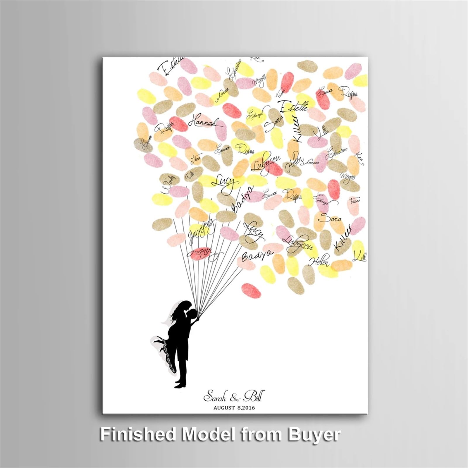 Hochzeits-Fingerabdruck Baum Hochzeit Fingerabdruck Baum Leinwand Malerei DIY Gästebuch for Party Dekor(60x80cm 24x32inch,Style06)