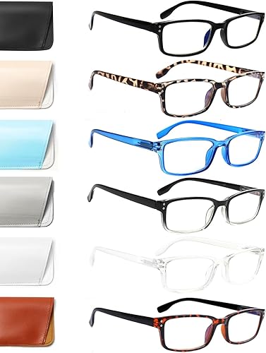 Miniatura 1 de Kerecsen - Paquete de 6 lentes de lectura con bloqueo de luz azul, lentes de lectura unisex con bisagra de resorte, para computadora
