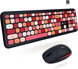 X9 Performance Colorful Keyboard and Mouse Combo - 2.4Ghz Wireless - Transform Your Space with a Cute Wireless Keyboard and Mouse Set (110 Keys and 18 Shortcuts) - For PC and Chrome - Black Multicolor