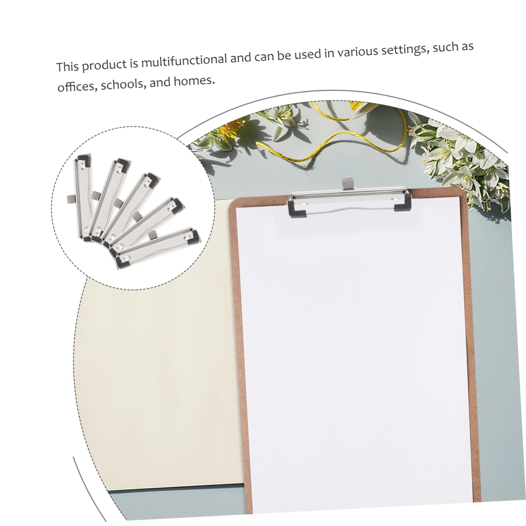 Holibanna 5 pezzi Clip per Appunti in Metallo Portablocco Resistente e Durevole per Documenti Fermacarte Versatile per Ufficio e Casa Design Elegante e Funzionale