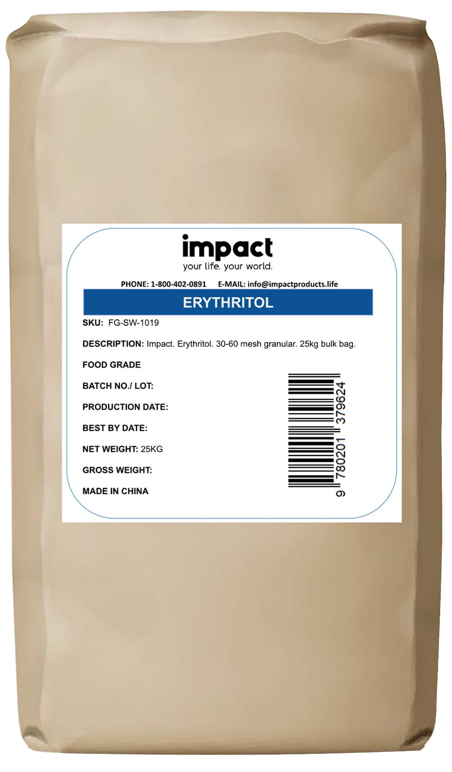 Impact - Erythritol Sweetener Sugar Substitute - Zero Calorie, No Additives, For Baking, Cooking, Supports Healthy Lifestyle & Oral Health - 55lbs