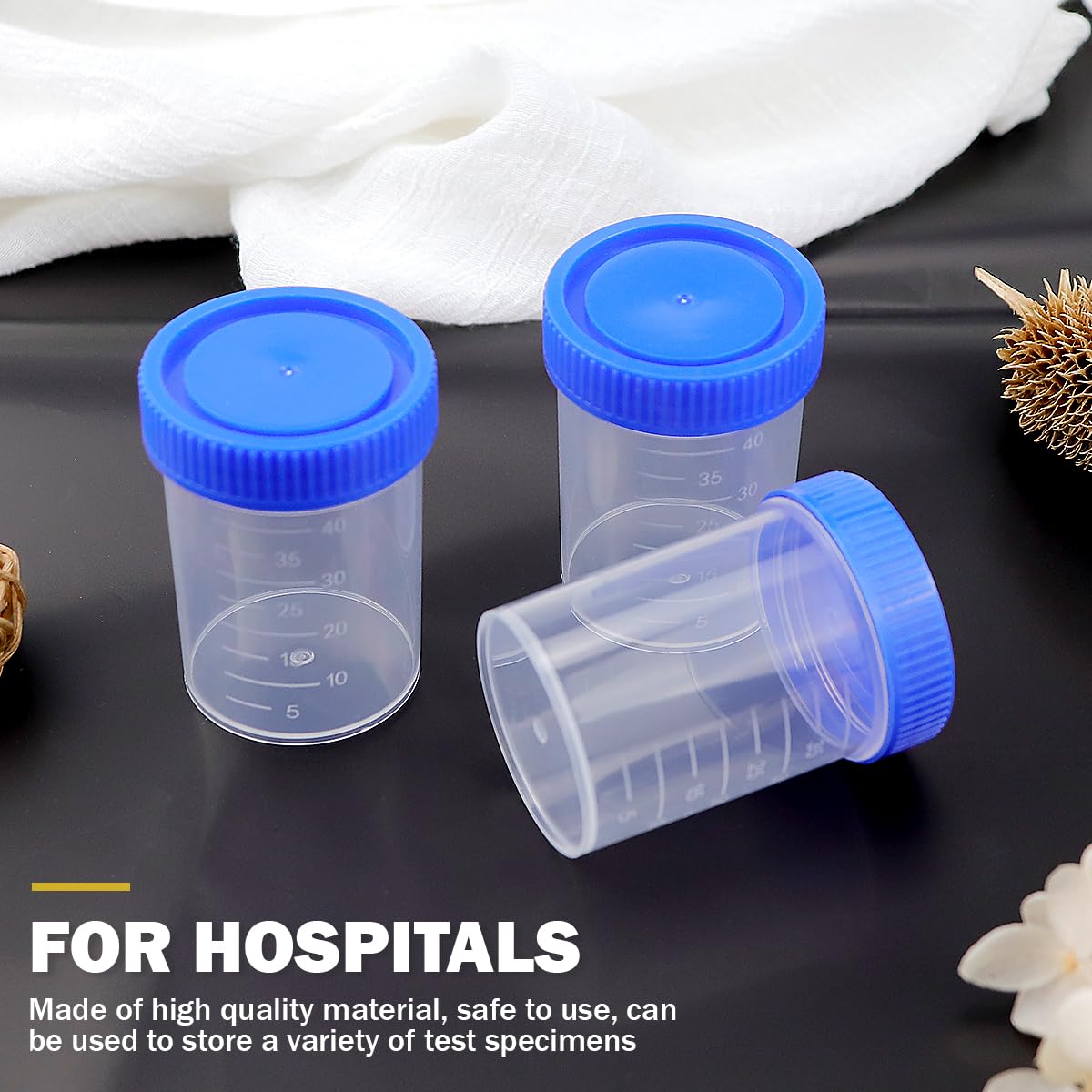 Lot de 50 pots d'échantillons d'urine de 40 ml avec couvercles à visser pour échantillons médicaux