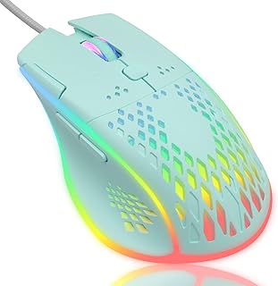 VEGCOO Gaming Mouse, Wired Gaming Mouse with Double-Click Key, RGB Led Lights Ergonomic Mouse, 3 Level Adjustable DPI PC Gaming Mice Optical Mouse Gamer for Laptop Mac（Blue）