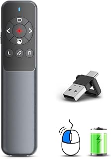 Pino deslizante comando computador Powerpoint com rato de ar, USB/tipo C 2 em 1 recarregável apresentador sem fios comando Powerpoint para Mac iPad computador portátil