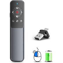 Fady Wireless Presenter Remote Presentation Clicker for PowerPoint with Air Mouse, USB Type C 2 in 1 Rechargeable Slide Pointer Presenter for Computer Keynote PPT Mac Laptop Office