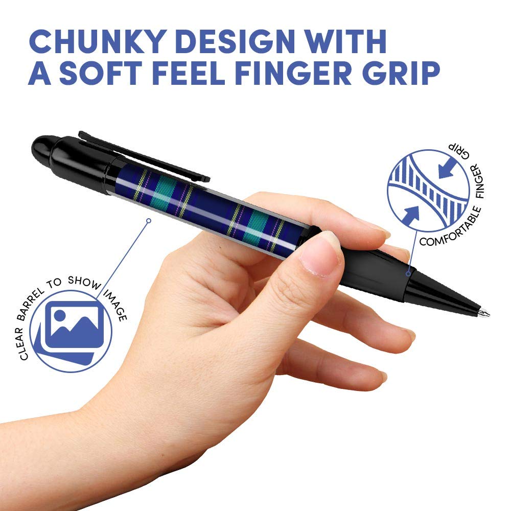 Destination Vinyl Ltd 4 x Matching Ballpoint Pens - Blue Teal Tartan Scottish Print #16029, Multicolor - Image 3