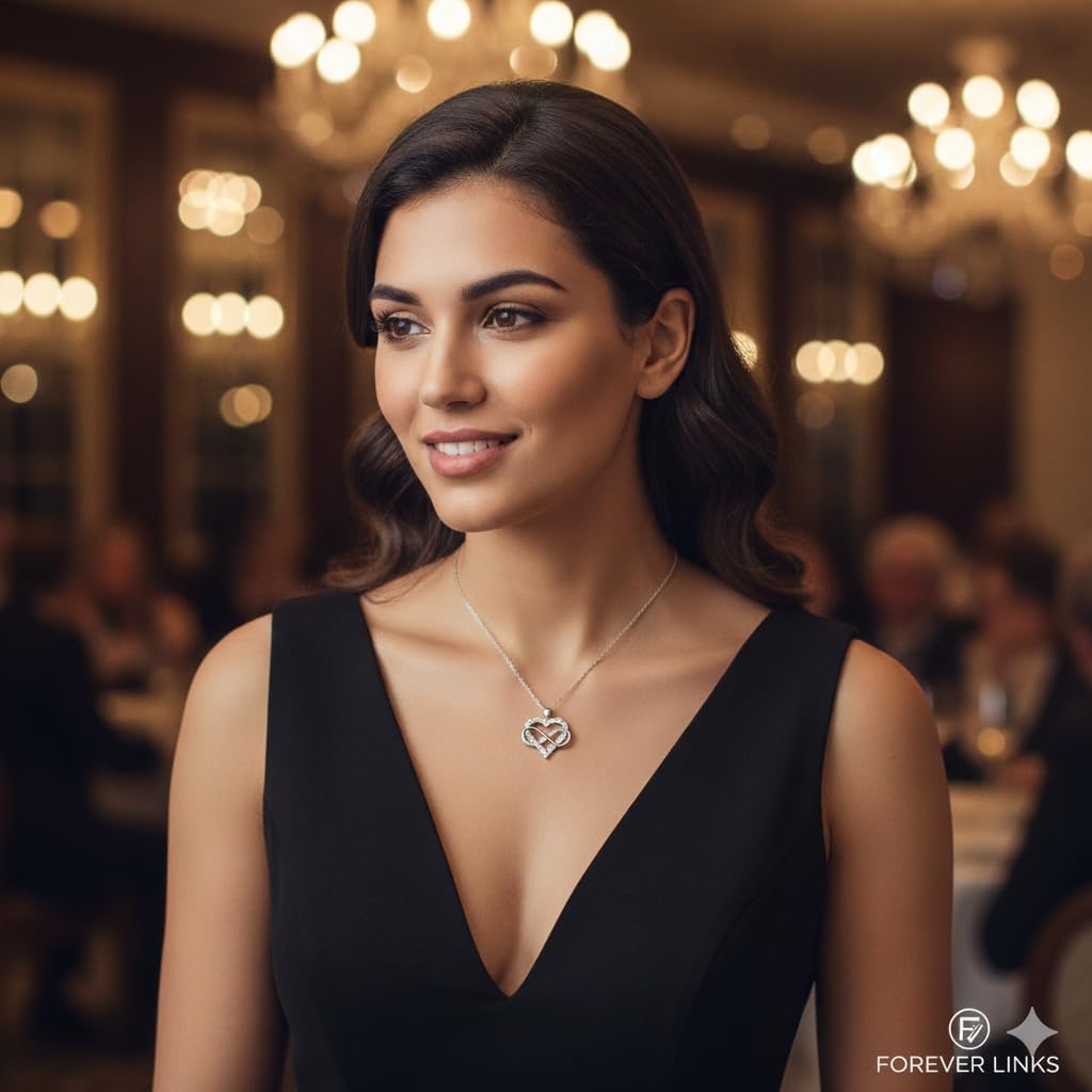 Infinity Heart Necklace for Women, Silver Plated Love Heart Pendant with Sparkling Cubic Zirconia, Romantic Anniversary Birthday Jewelry Gifts for Girlfriend Wife - Image 3