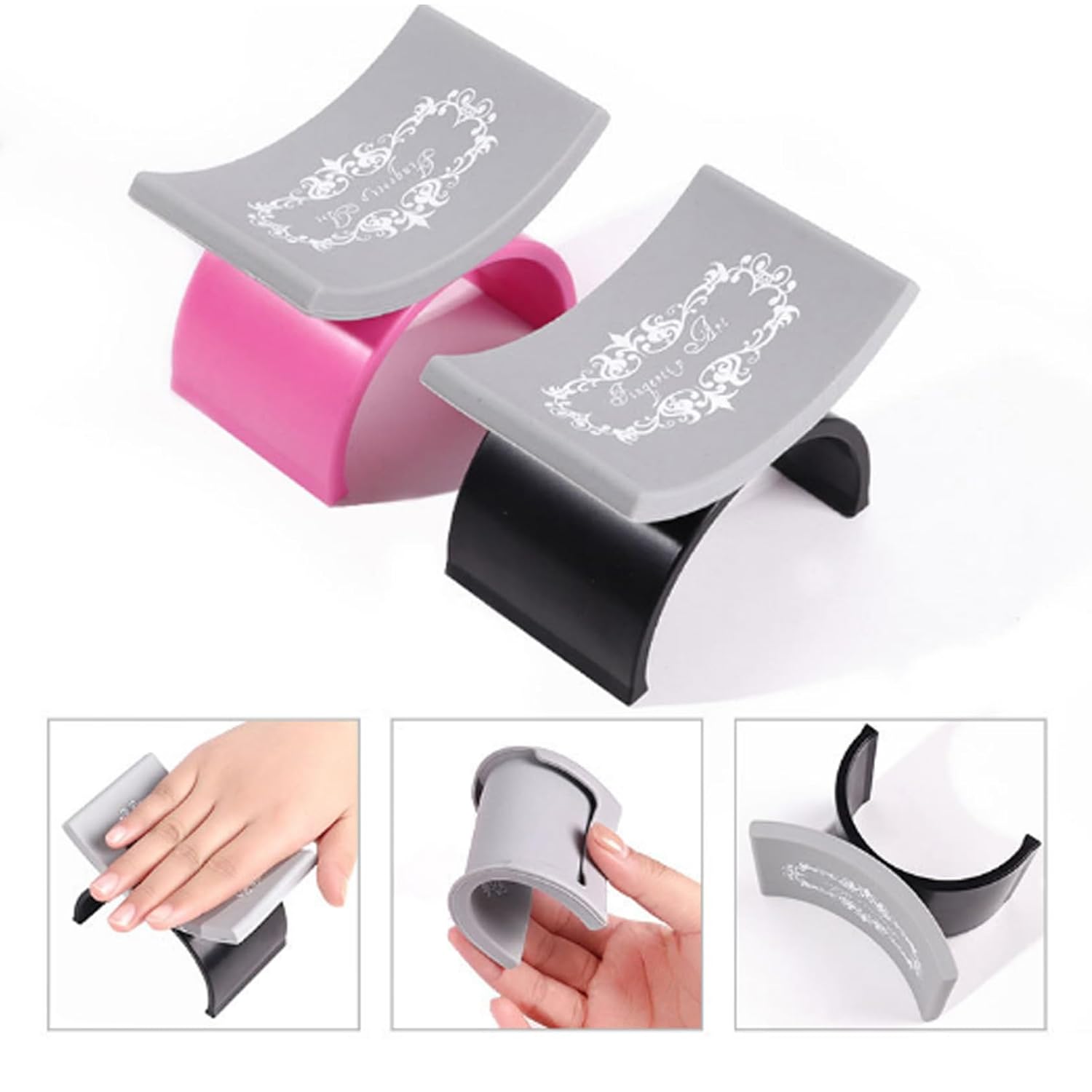 2Pcs Nail Arm Rest, U Shape Cushion Non-Slip Manicure Hand Rest Detachable Washable Professional Nail Hand Pillow for Beauty Salons, Home DIY