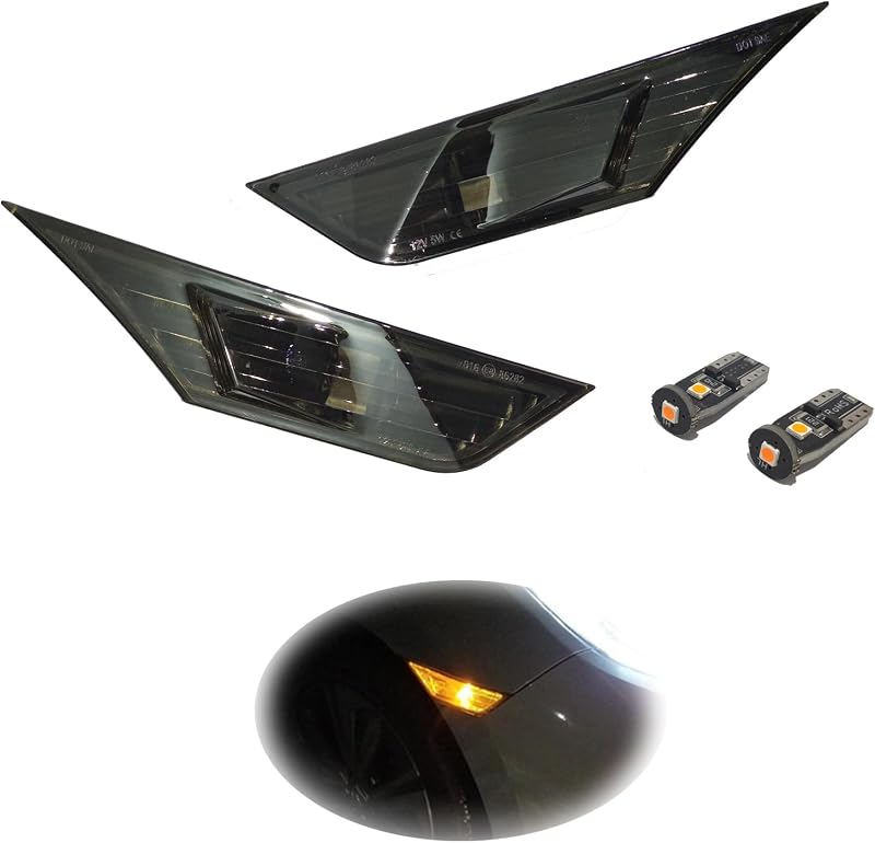 Luzes laterais dianteiras LED com lente âmbar Venyeeda para Honda Civic 2016-2021 – Par com 2 unidades