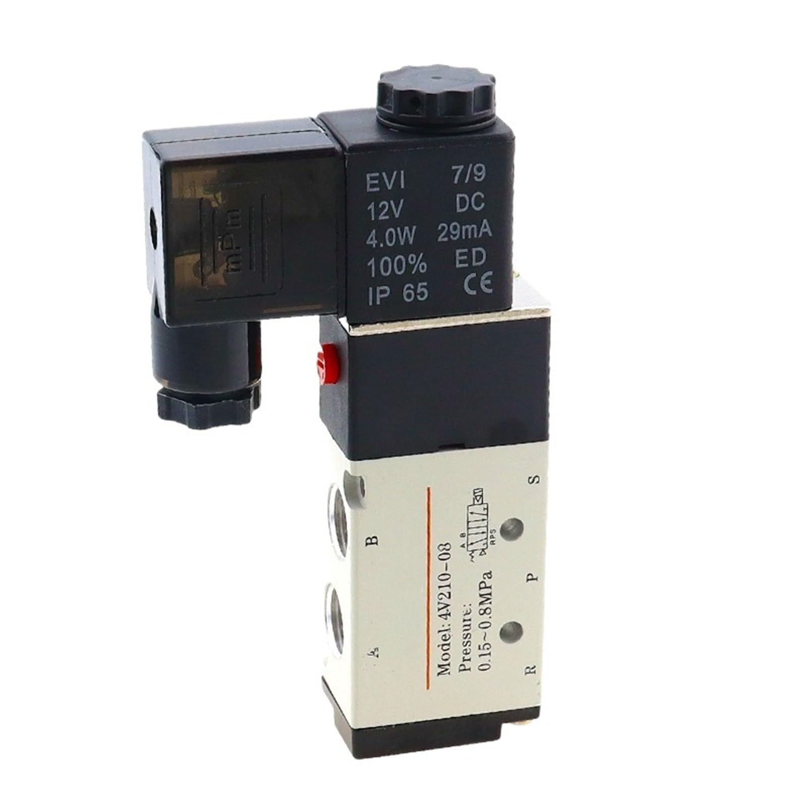 1pcs 5Way 2 Position Electric Solenoid Valve 4V210-08 1/8" 1/4" Port Size DC12V24V AC110V220V air Control Valve(PC 12mm Fittings,DC12V)