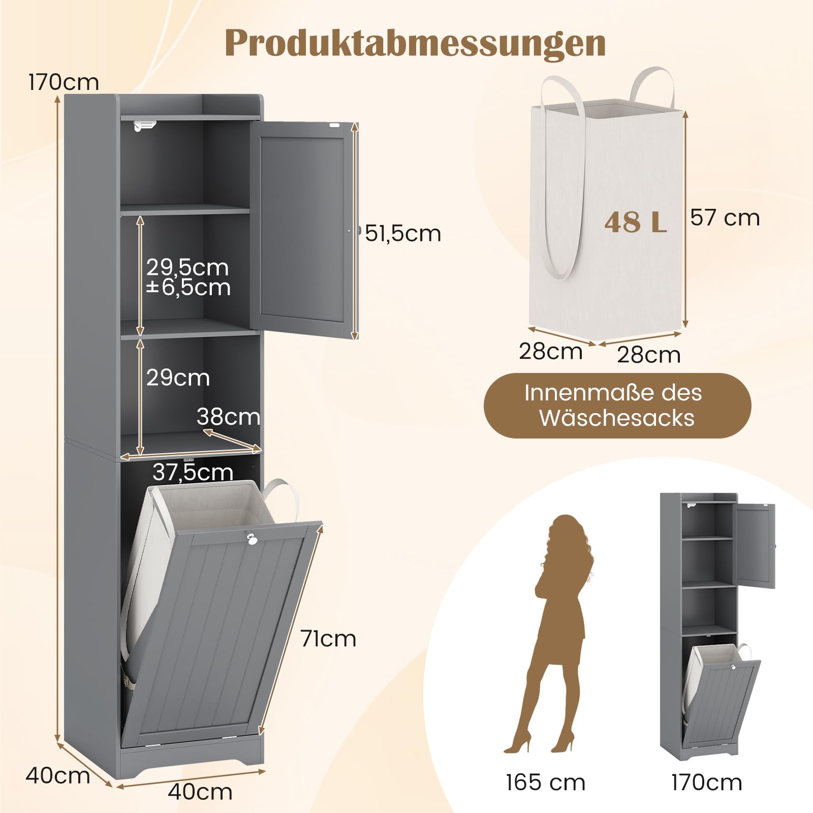 Grijs - Hoge Badkamerkasten / Badkamerkasten