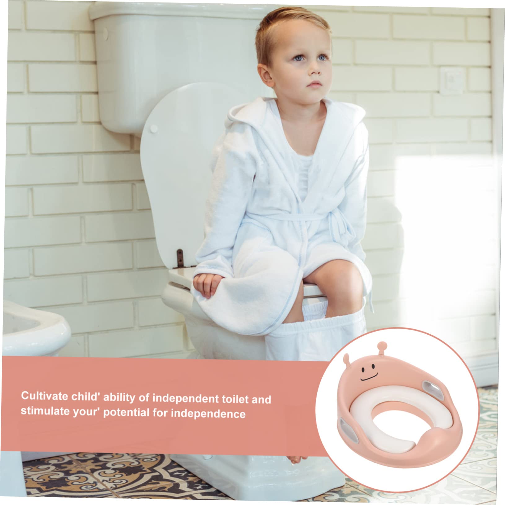 Asiento De Inodoro Infantil Antideslizante Asas Reductor De Baño Para Niño Niña Fácil De Instalar Diseño Divertido Para Transición De Bebés y Niño Niña Adecuado Para Casa