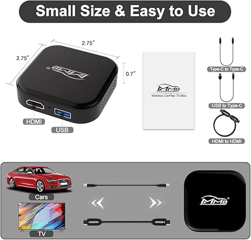 Miniatura 7 de MMB Adaptador inalámbrico CarPlay en línea YouTubeNetflix 2023 Nueva actualización dongle con salida HDMI Multimedia Video TV Box Android Auto