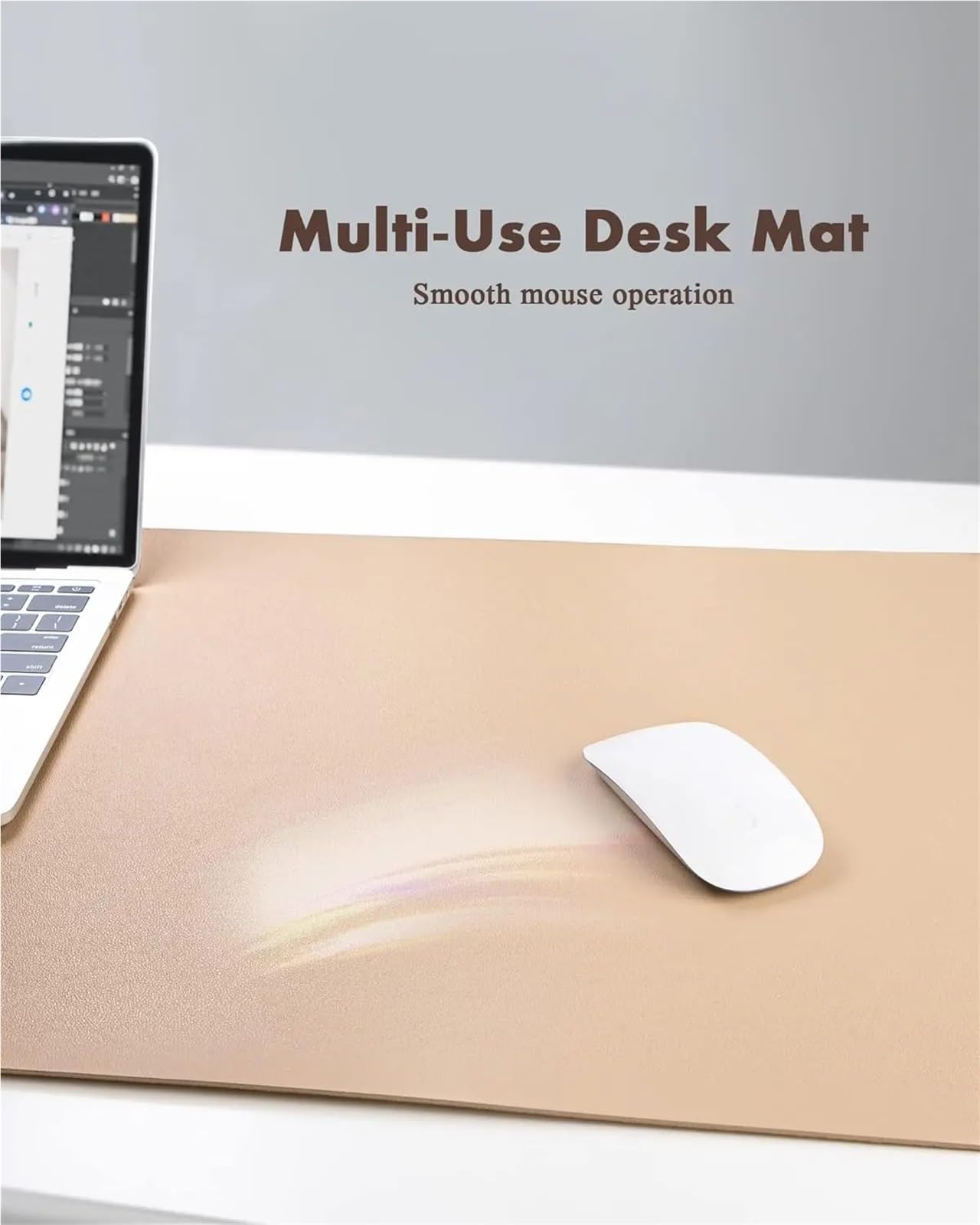 Tappetino per mouse, Sottomano in pelle e sughero bifacciale for ufficio e casa multicolore, diverse misure(White,90x43 cm)