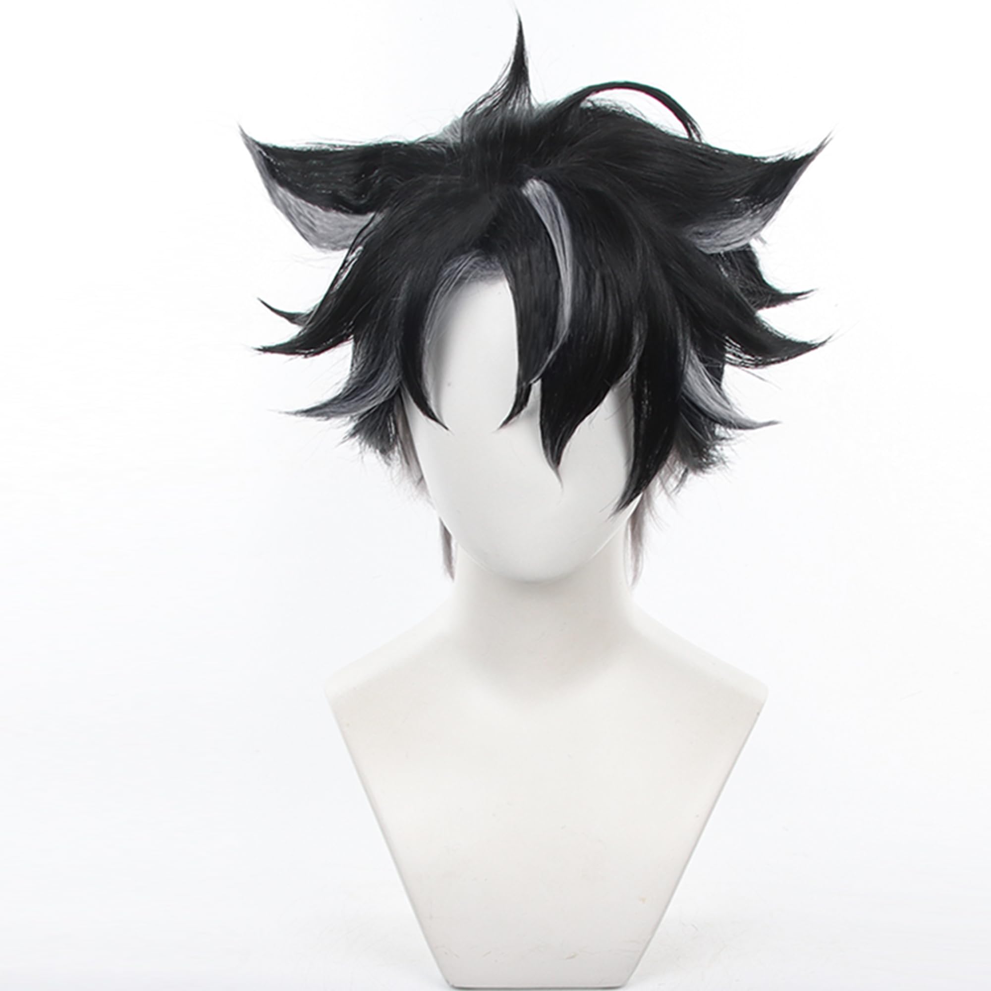 Black Mixed Grey Short Heat Resistant Synthetic Costume Straight Hairs for Adult Women Men Halloween Cos Anime Party Replacement Wigs - Image 3