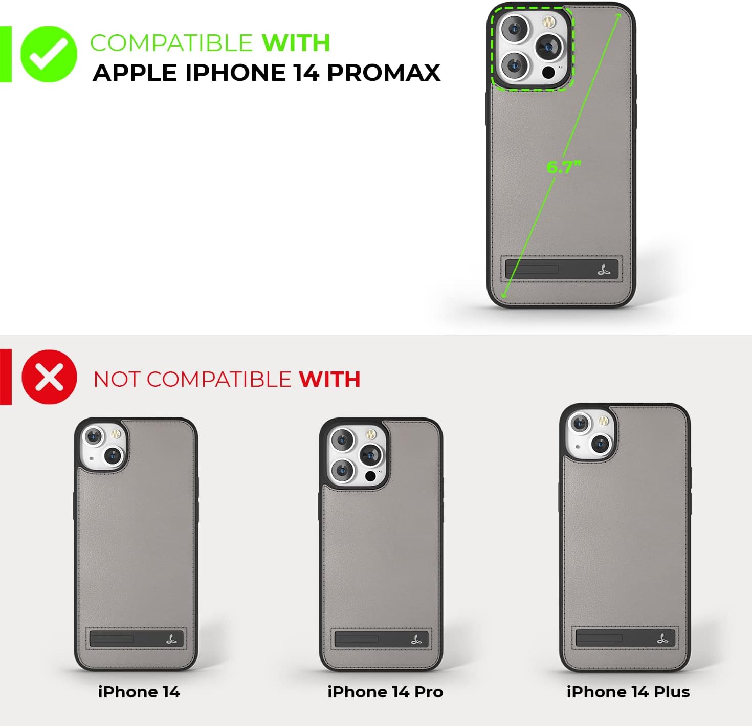 Snakehive Leather Wallet for iPhone 14 Pro Max || Genuine Leather Cover with Kickstand || Real Leather Phone Case Compatible with iPhone 14 Pro Max (Pebble Grey)