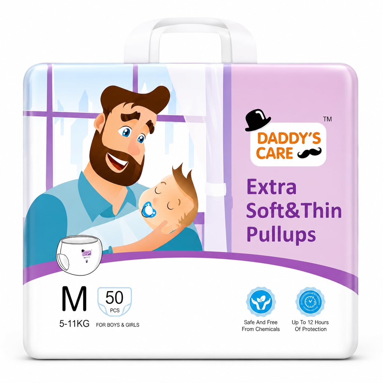 Daddy's Care Ultra-Thin Disposable Pull-Up Diapers with Wetness Indicator - Medium Size - 50 Count (5-11 KG Babies)-image-12