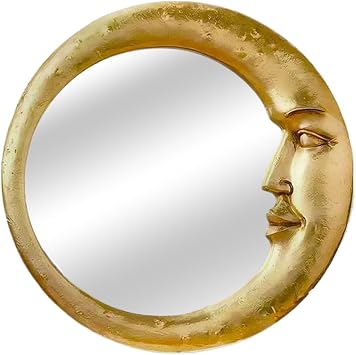 Vintage Bedroom Witch Moon Mirror,Witch Moon Mirror Vintage 90s Wall-Mounted,Lightweight Glass with Frame