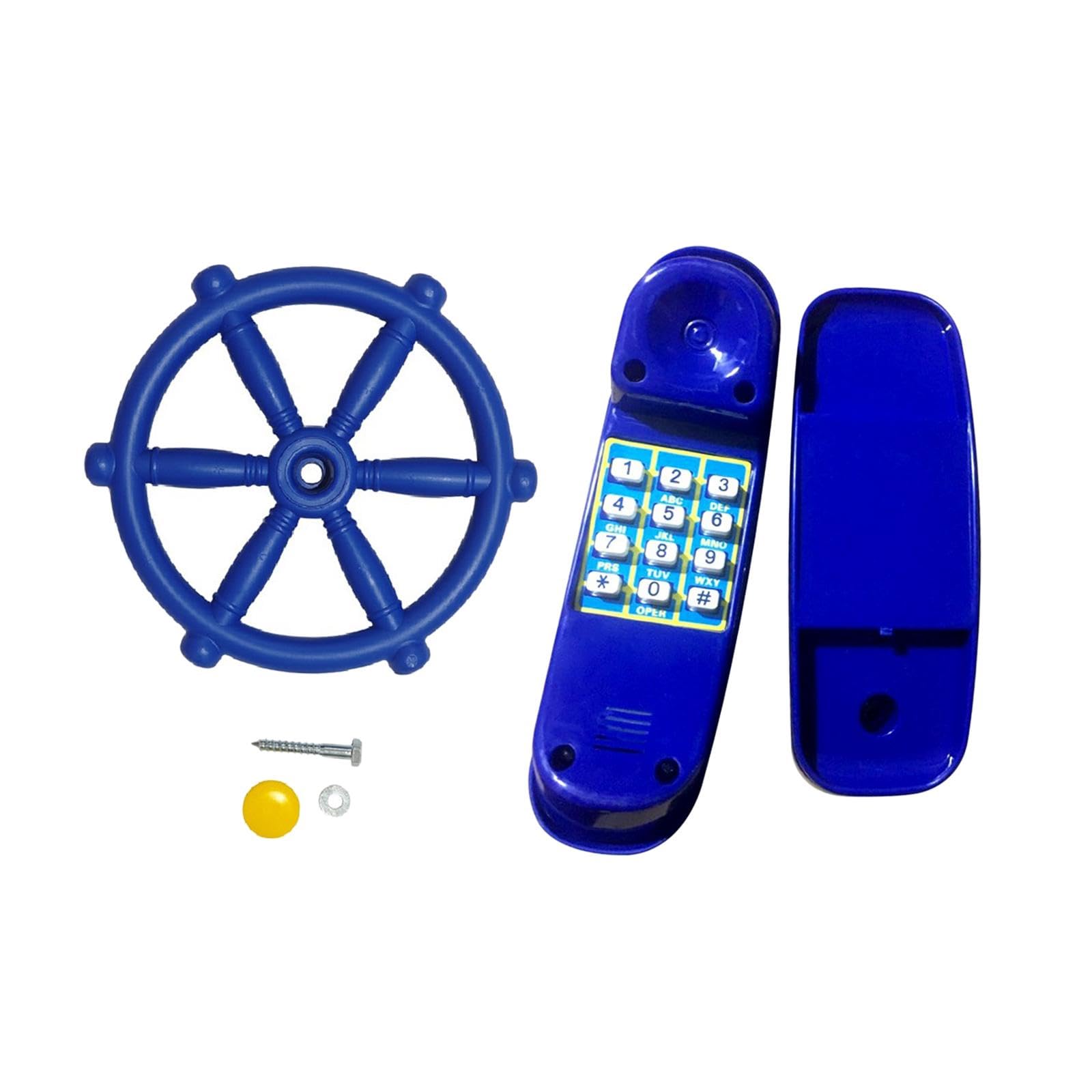 Fenteer Playground Accessories Steering Wheel and Telephone Creative Treehouse Ages 3+ Attachments Entertainment Outdoor Toy for Kids
