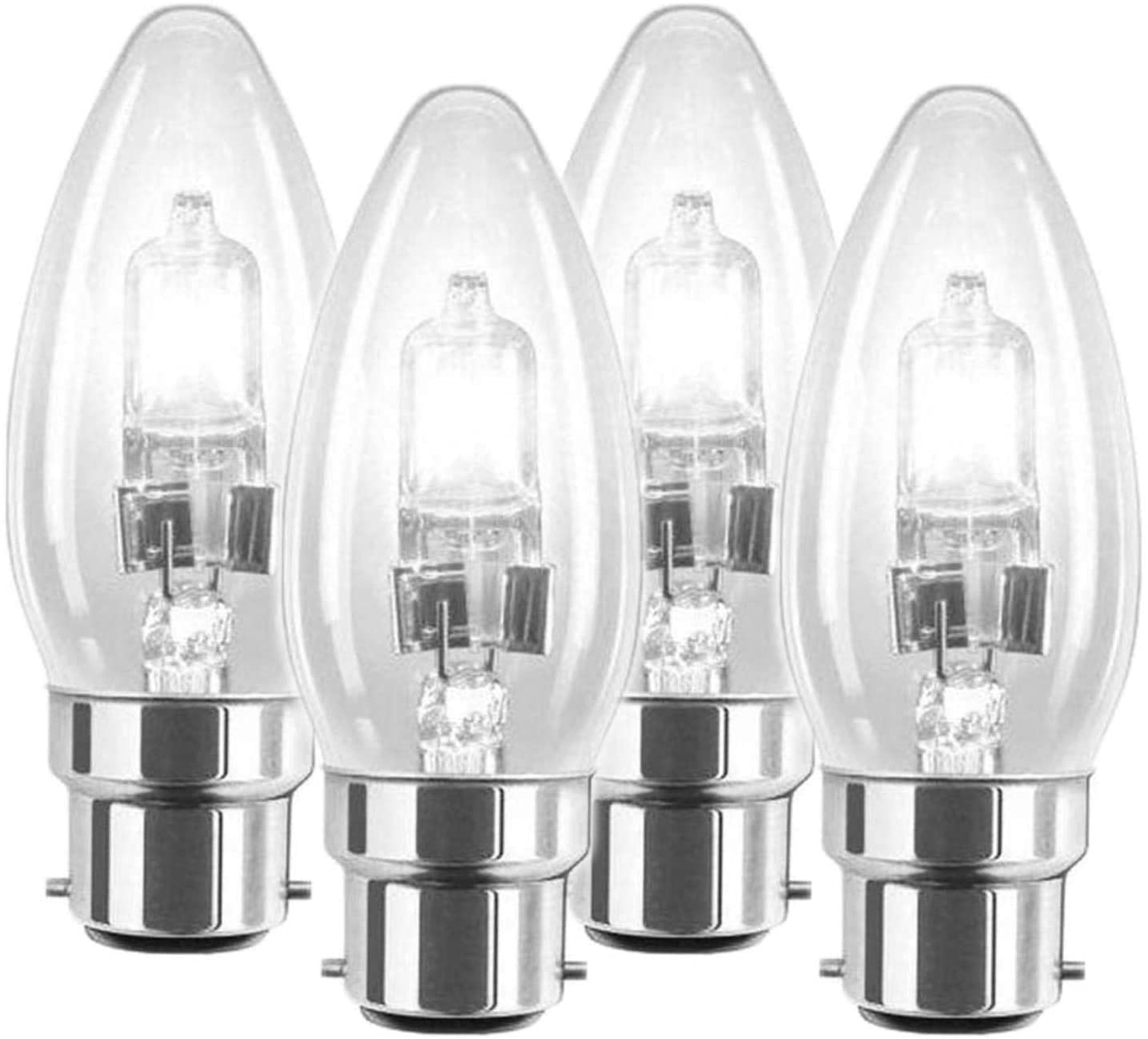 2 x 4 Pack 42W BC B22 Clear Candle Light Bulbs, Bayonet Cap, Classic Incandescent Dimmable Lamps, 42W = 55W, 630 Lumen, Mains 240V, Energy Saving Halogen Bulbs
