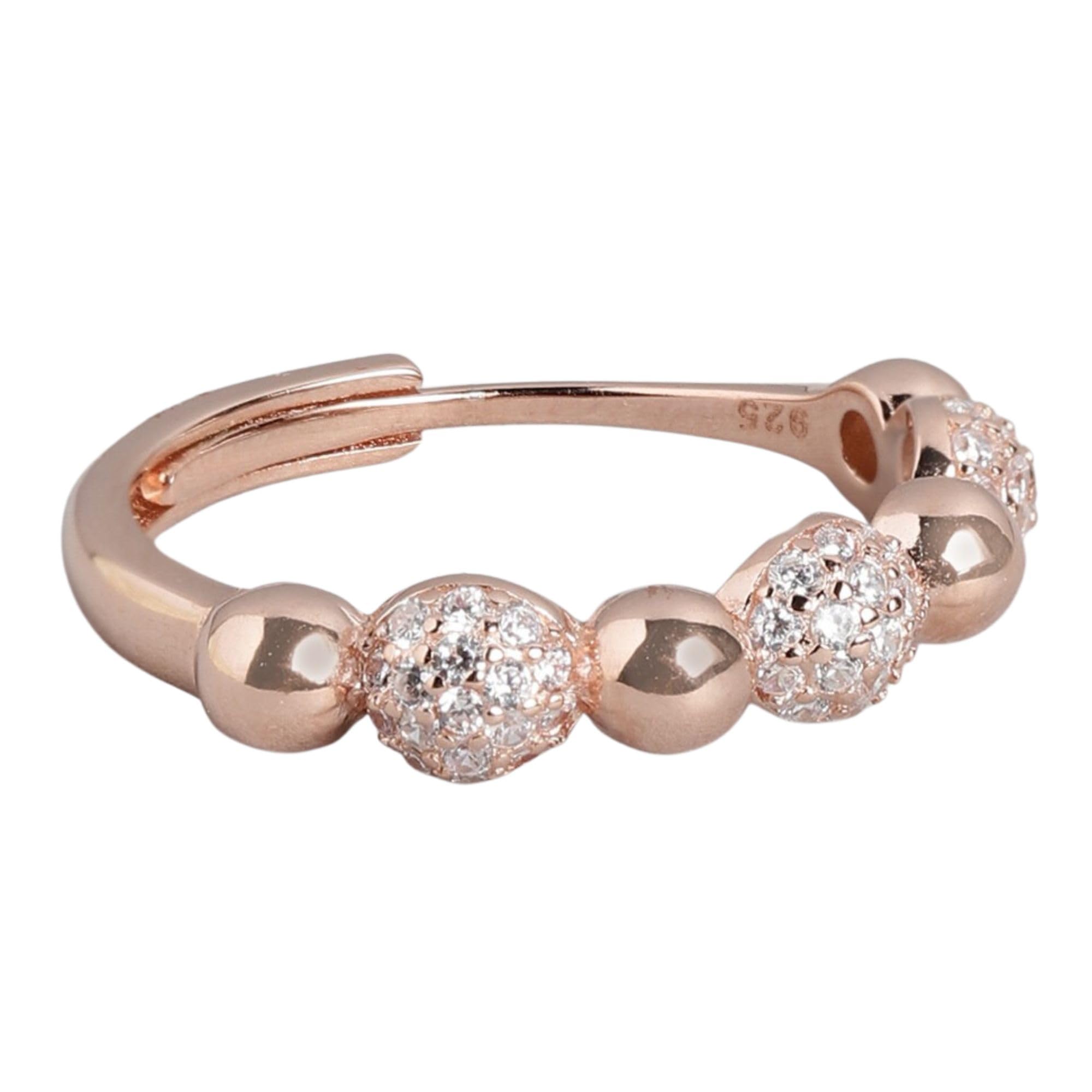 ZAVYA 925 Sterling Silver Modern Cubic Zirconia Beads Studded Rose Gold Plated Ring | Gift for Women and Girls | With Certificate of Authenticity and 925 Hallmark (B0CKN1NRBP) Amazon Price History, Amazon Price Tracker