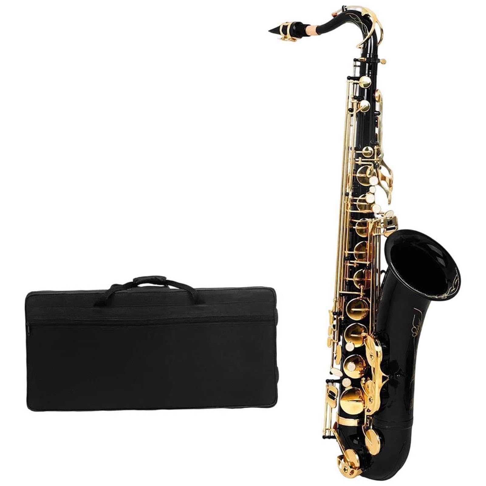Saksofon Tenorowy B Z Płaskim Czarnym Złotym Kluczem