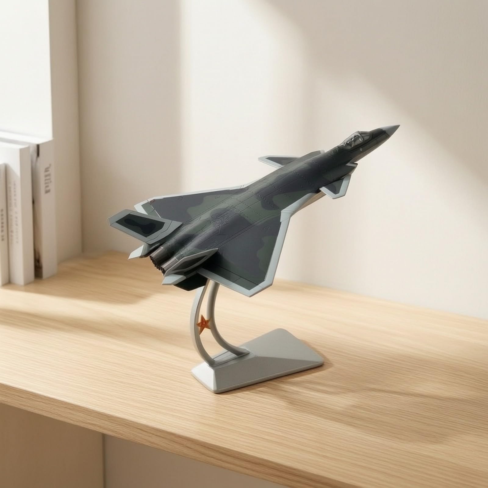 J-20 Modell 1:72 Kampfjet-Modell mit Ständer Fertig montiert Fertigmodell mit Ständer für Vitrine, Büro