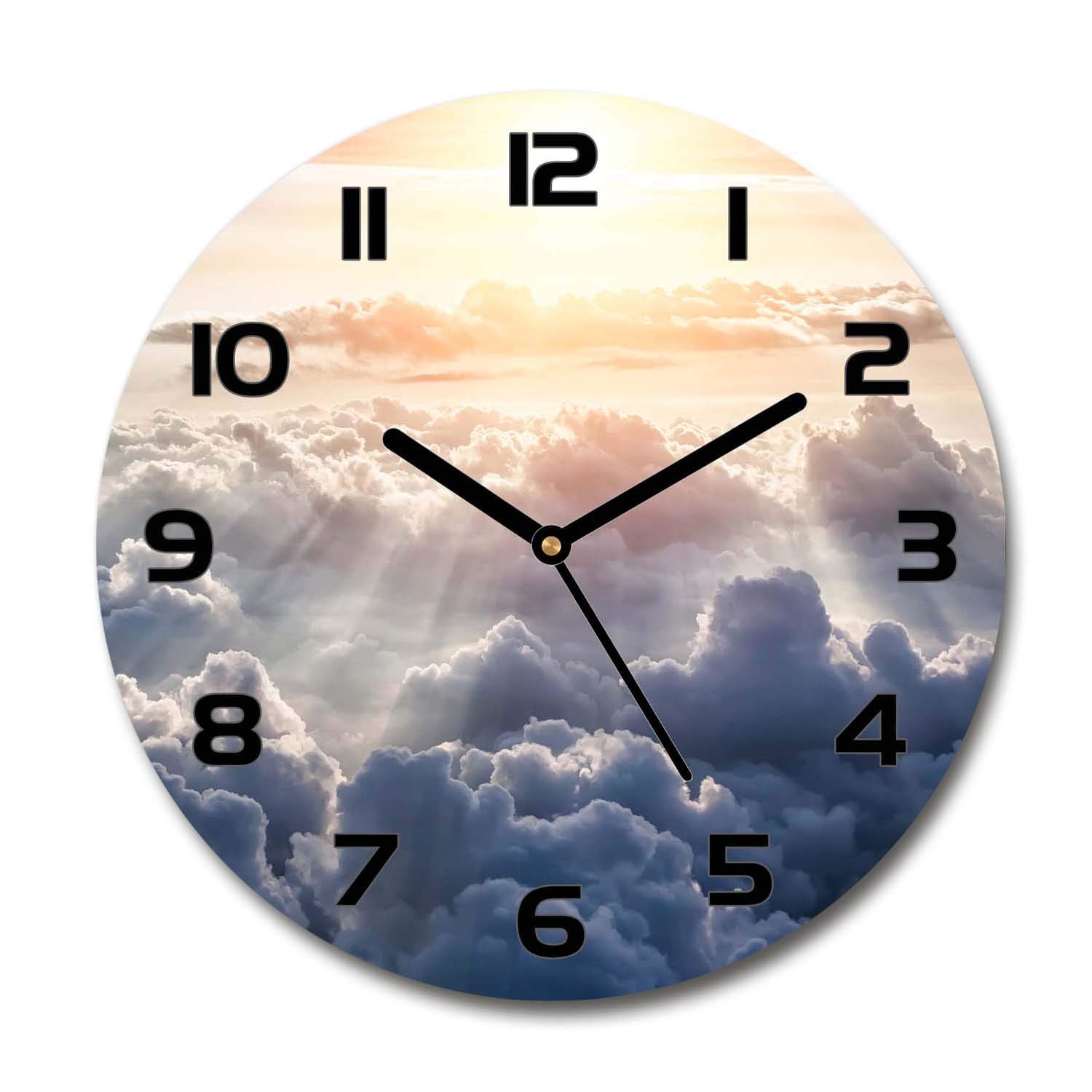 Horloge en verre salon design nuages pour une ambiance apaisante