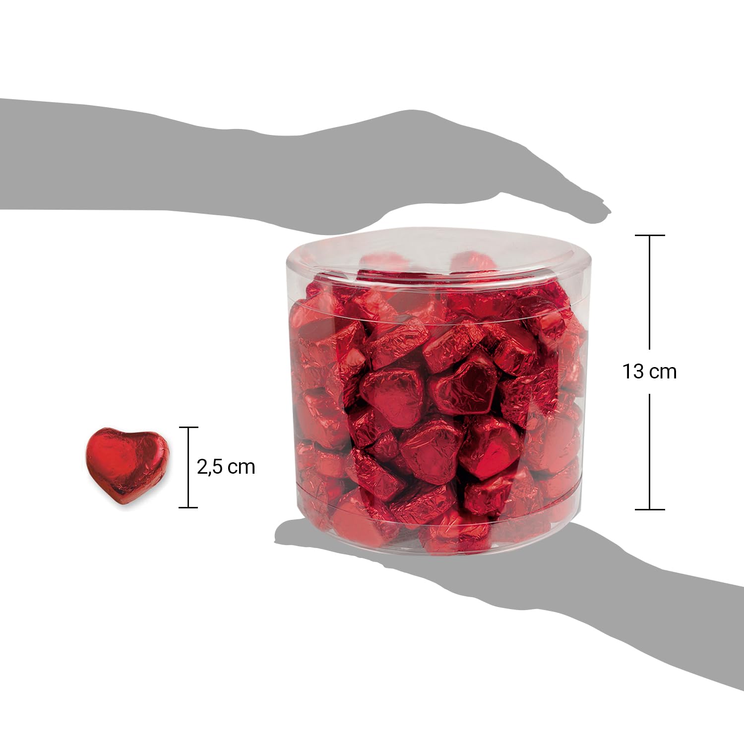 Günthart 150 Stück Rote Schokoladen Herzen mit Nougatfüllung | Nougatcreme Ilexblätter | Give Away | Weihnachten Ilex (1,1 kg) (Packung mit 2)