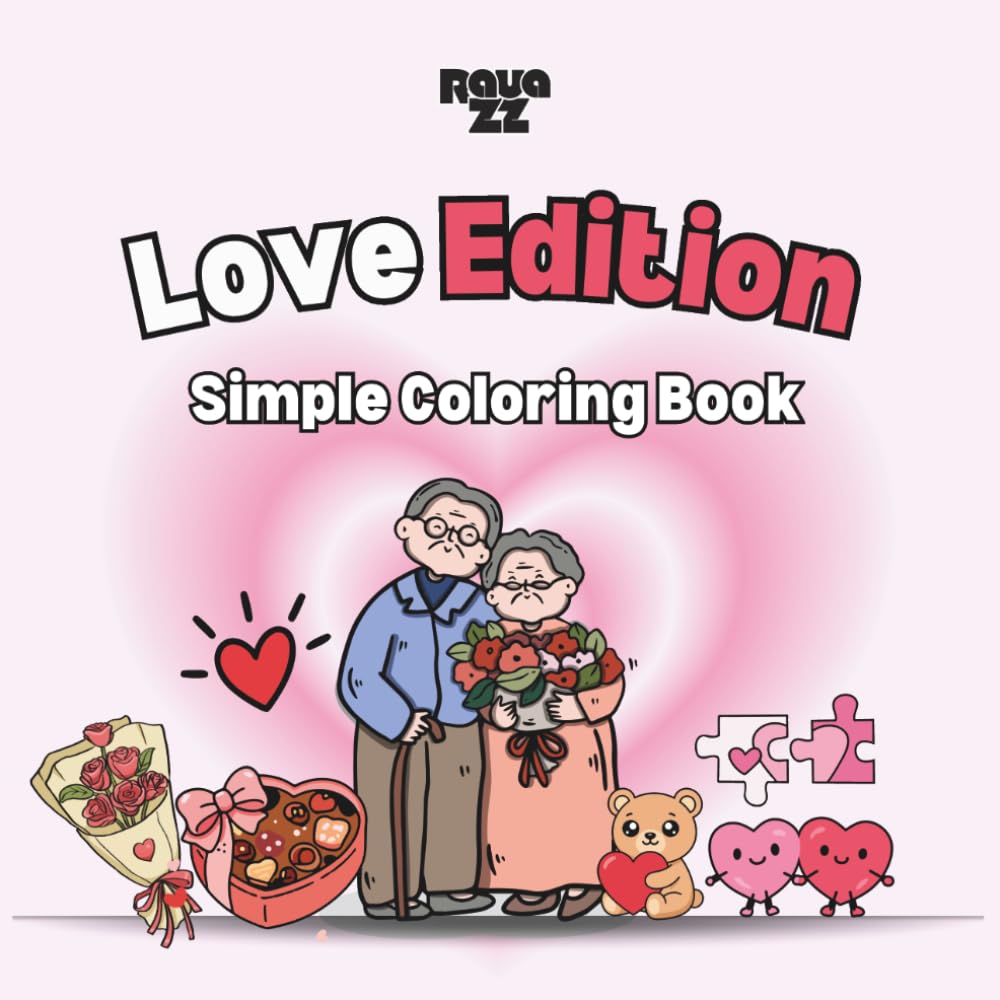 Lovey: Coloring Book for Adults and Children Featuring Super Simple, Chunky Icons of All Things Romantic. (Bold Object Coloring)