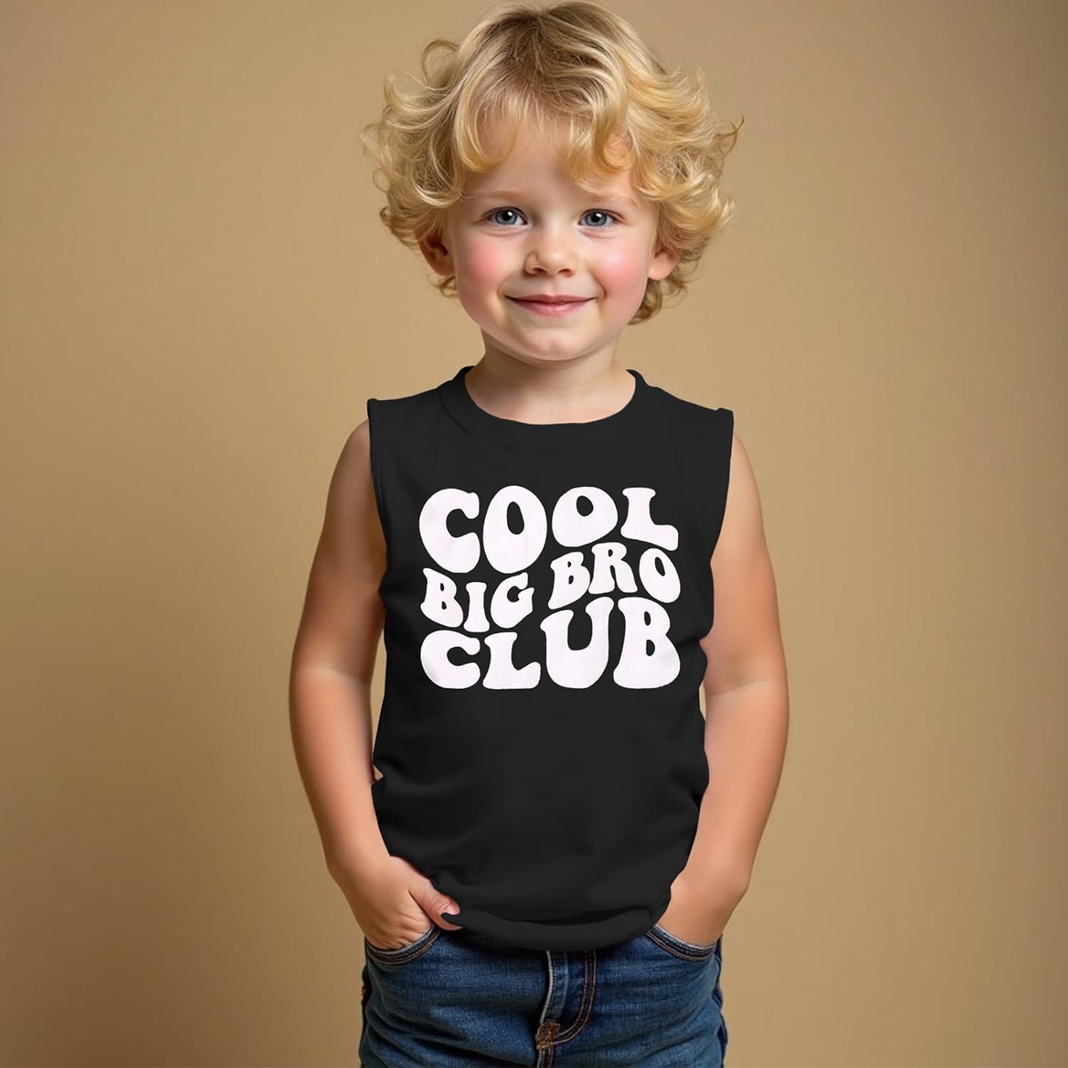 BOUTIKOME Big Brother Tank Tops Toddler Baby Boy Cool Big Bro Club Shirts Summer Sleeveless T-Shirt Sibling Reveal Tees