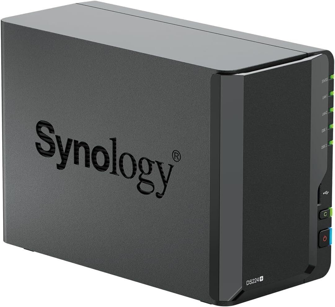Synology DS224+ 2-Bay Diskstation NAS (Intel Celeron J4125 4-Core 2.0 GHz 2GB DDR4 RAM 2xRJ-45 1GbE LAN-Port) 16TB Bundle mit 2X 8TB Synology Plus-Serie HDDs (HAT3310-8T)