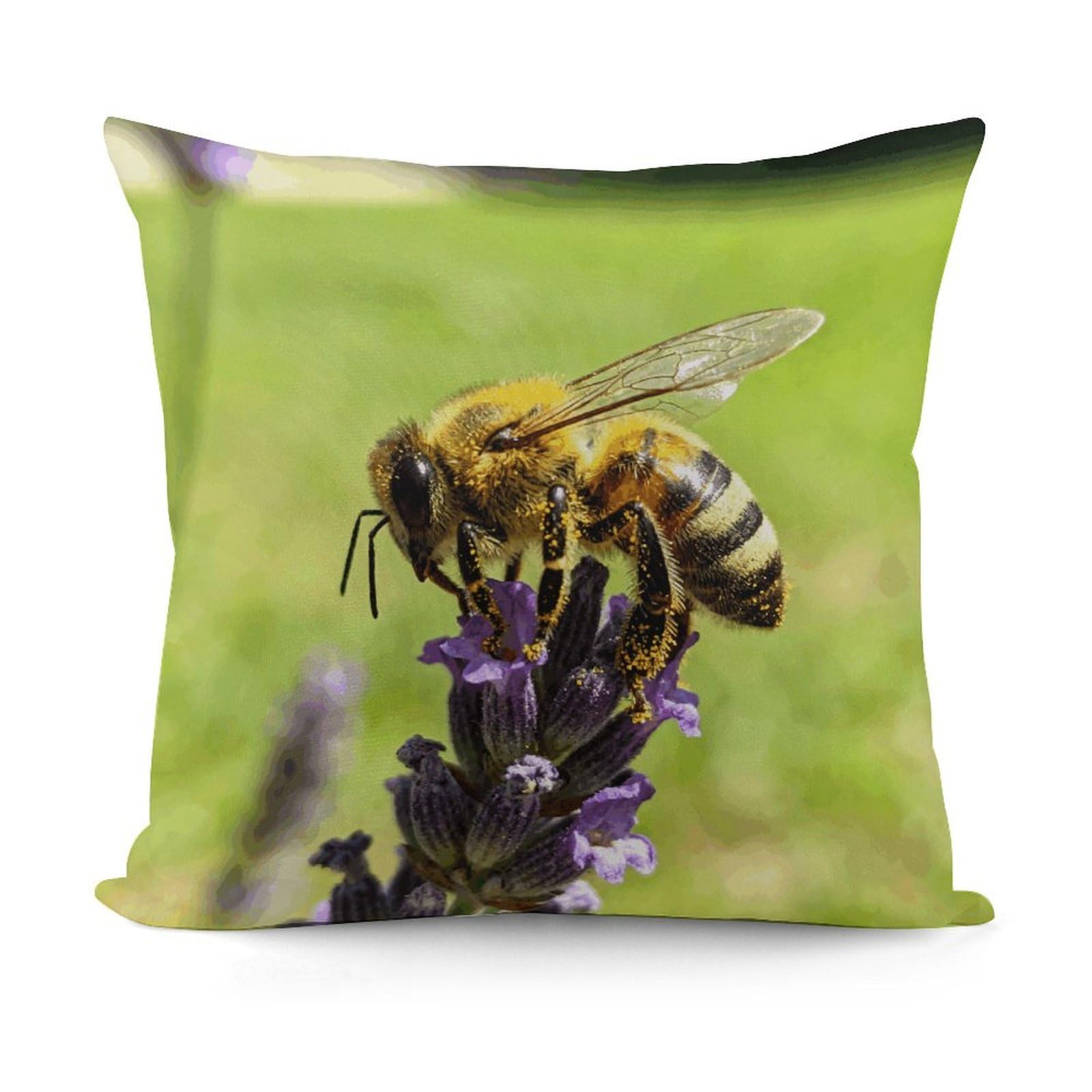 VstaDank Bees Pillow Covers Soft Plush Decorative Square Pillow Cover Modern Breathable Pillowcases Pillowcase with Invisible Zipper 18x18 Inches for Sofa Living Room