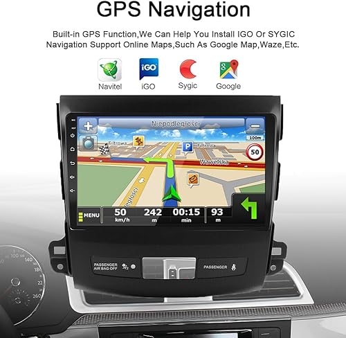 Miniatura 4 de Estéreo de coche para Carplay Mitsubishi Outlander Radio 2006-2012 2 GB 32 GB con pantalla táctil IPS de 9 pulgadas, navegación GPS para unidad