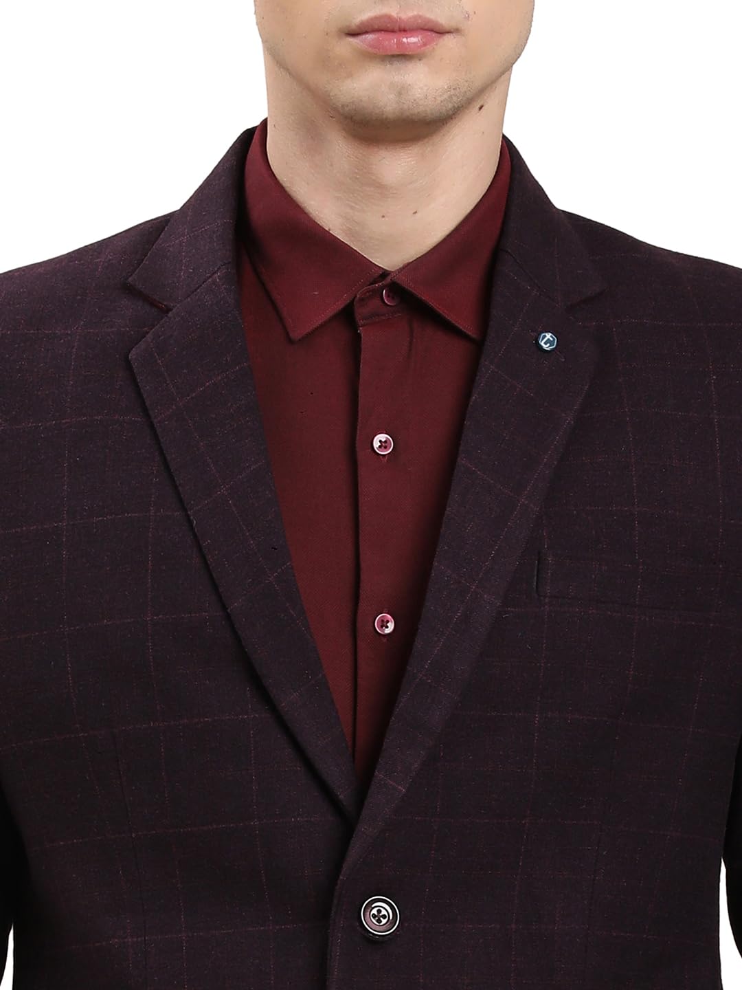 Turtle Blazer casual a cuadros de poliviscosa para hombre, ajuste a medida, blazer estructurado morado para estilo casual elegante